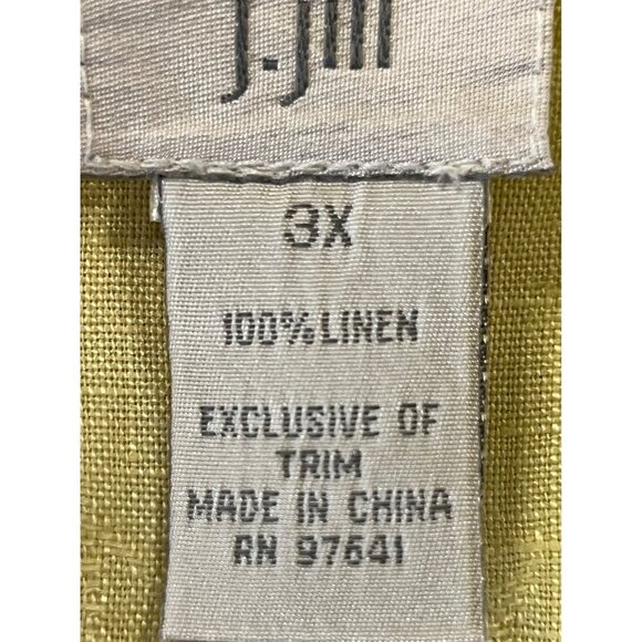 J. Jill Plus 3X Linen Apple Green Dress Floral Square Neck Half Sleeve Midi New - Picture 8 of 10